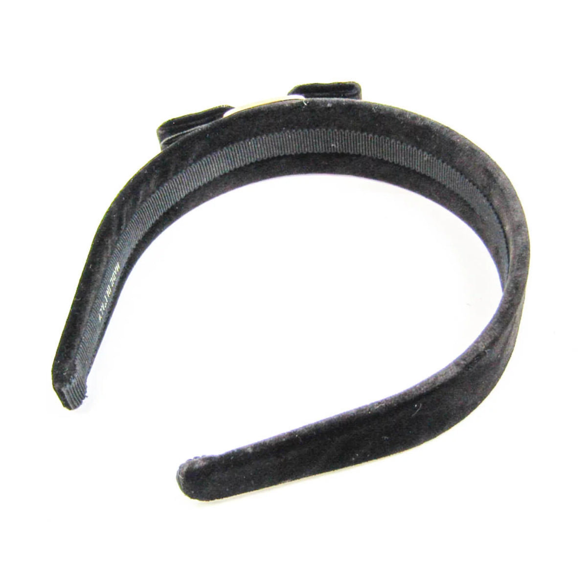 Pre-Owned Leather Metal Women's Alice Band Black, Champagne Gold R538