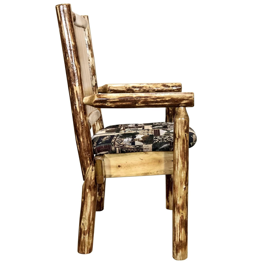 Woodland Upholstery Laser Engraved Elk Design Captain's Chair B46266