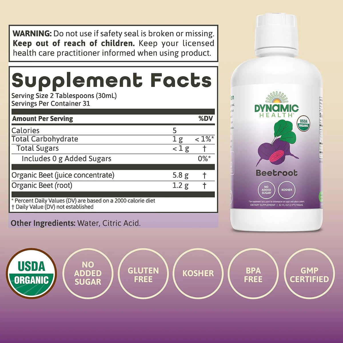 Certified Organic Beetroot Juice Concentrate, 32 oz Y570