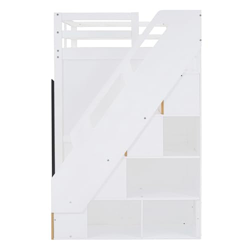 Twin Size Solid Wood Loft Bed with Storage G92576