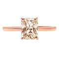 2.5ct Radiant Cut Champagne Simulated Diamond 18k Rose Gold Ring C40891
