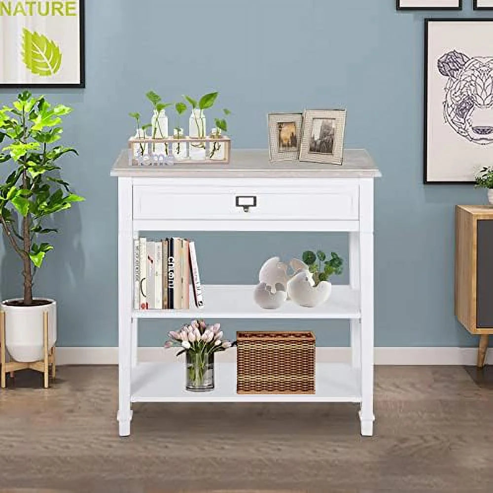 Rustic White Console Table with 2 Drawers I3229