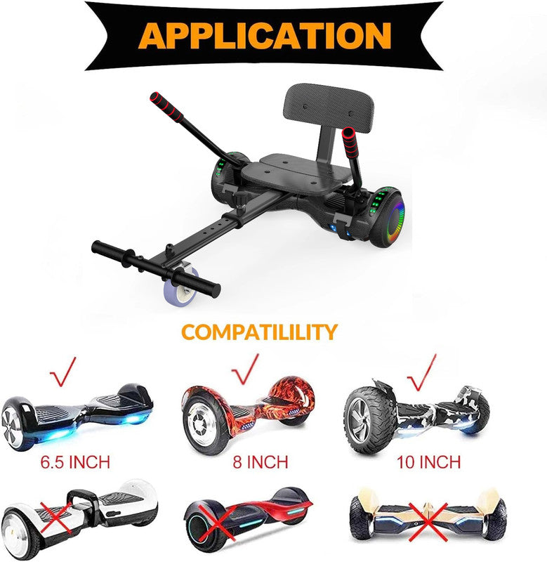 Hoverboard Go Kart Seat Attachment for 6.5"-10" Self Balancing Scooter X152