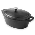 Large 4 qt Oval Cast Iron Casserole Dish with Handles O8695