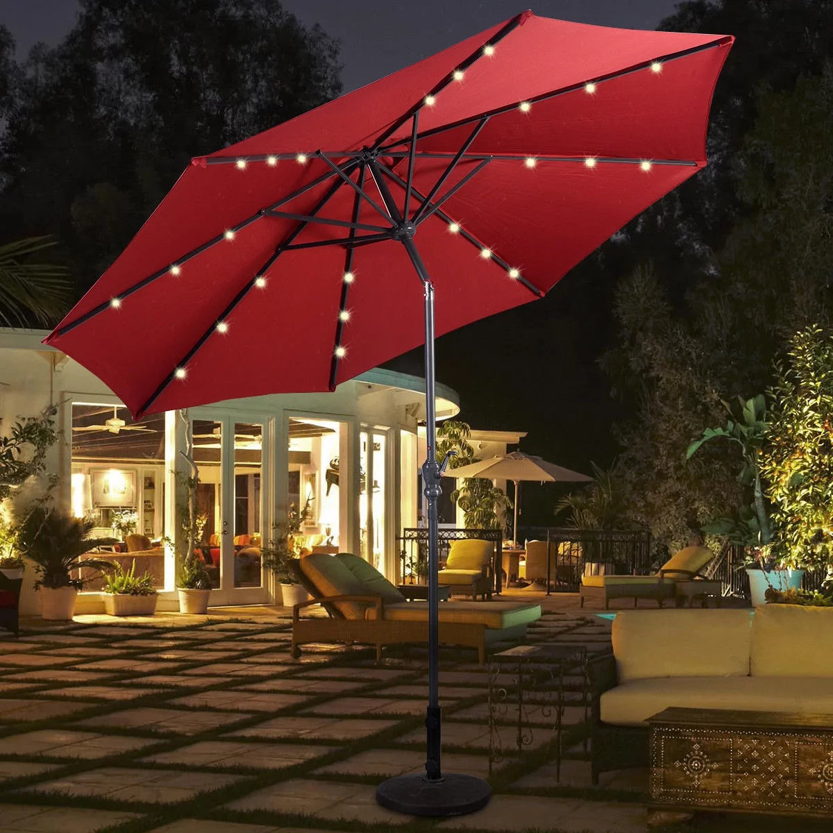 10ft Solar LED Patio Umbrella K511526