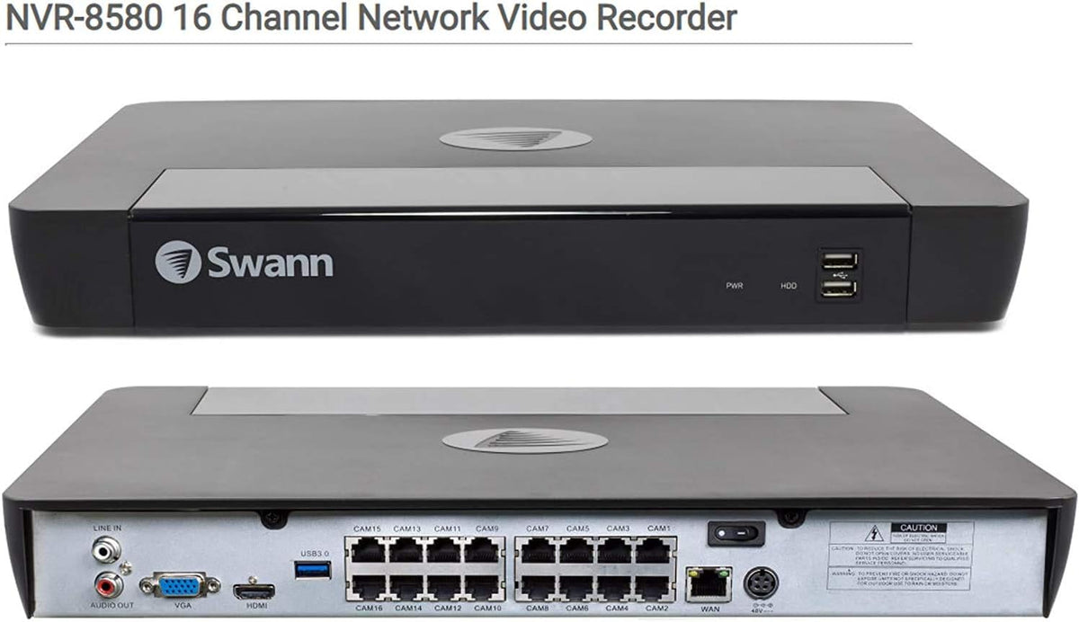 16 Channel 16 Cameras 4K Ultra HD POE NVR Security Camera System N643798
