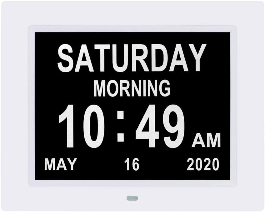 8 Inch Digital Day Calendar Clock with 8 Alarm Reminders Y695820