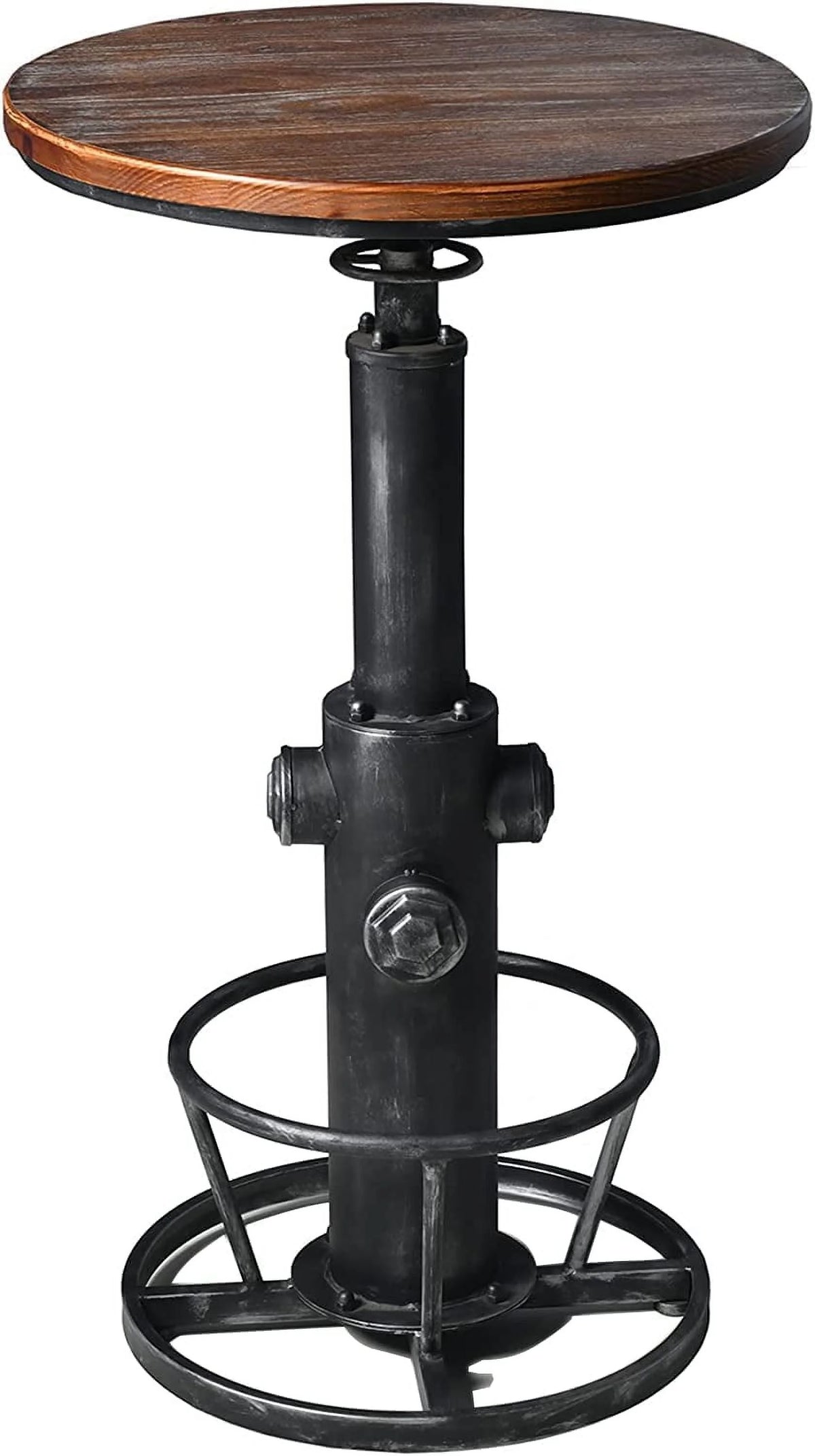 Industrial Bar Table Swivel Round Wooden Top Height Adjustable Bistro Table N3399