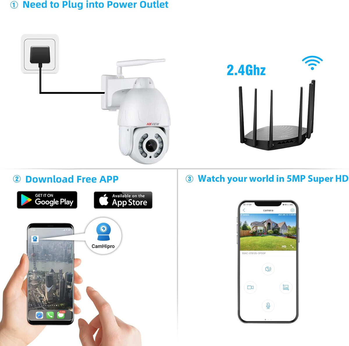 5MP WiFi Wireless Spotlight Camera with 5X Optical Zoom O63979