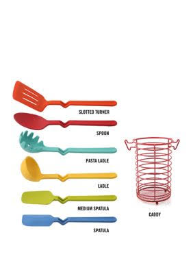 7-Piece Multicolor Silicone Kitchen Utensil Set with Caddy K187261