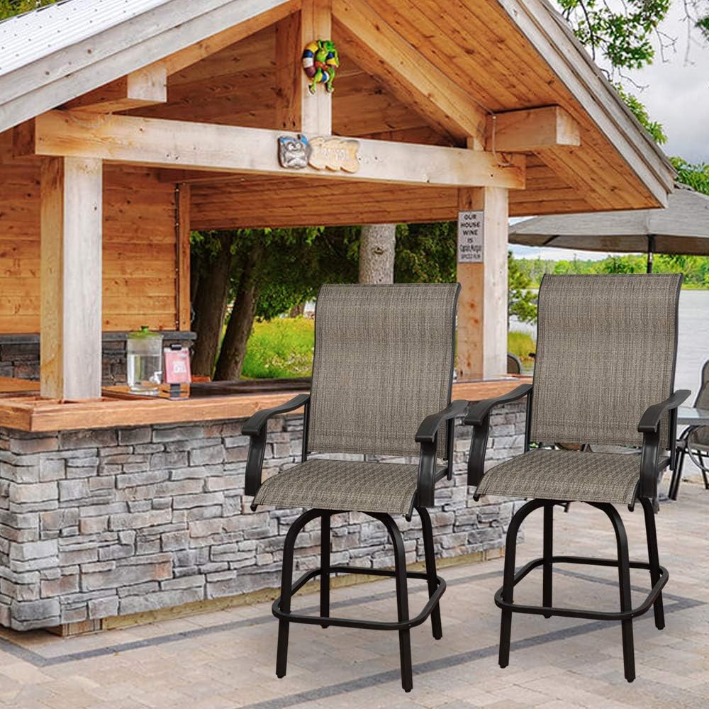 Swivel Bar Stools Set with All-Weather Metal Frame P4715