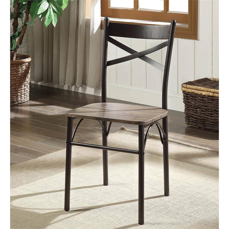 5-Piece Metal Dining Set Dark Bronze Natural M735978