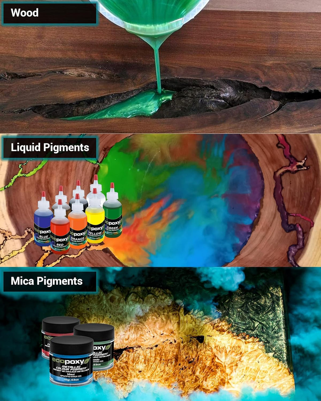 3.2 Gal Deep Pour Epoxy Resin with 8 x 60ml Pigment Kit D8018