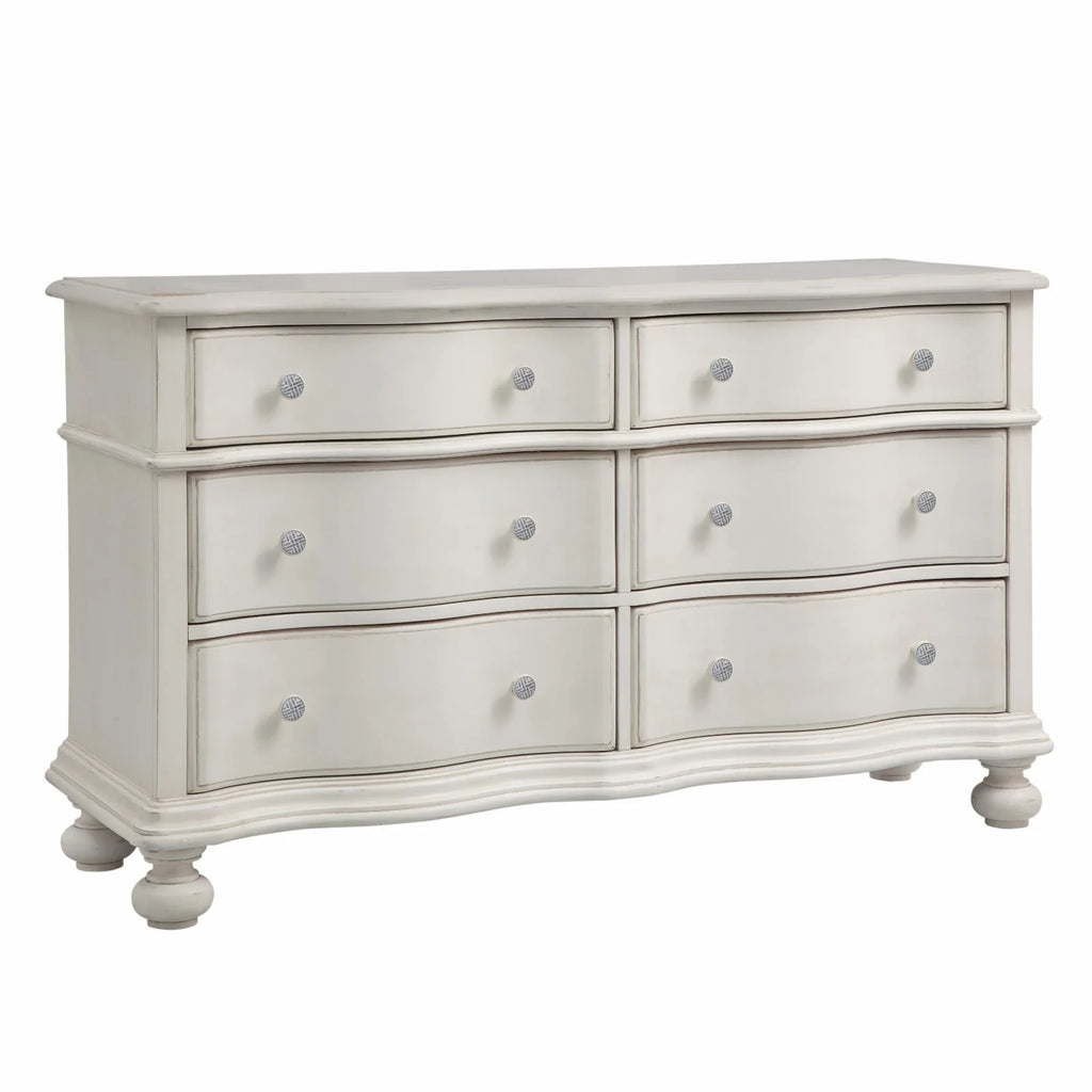 White Six-drawer Wood Bureau S430769