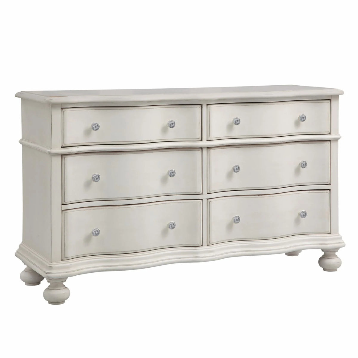 White Six-drawer Wood Bureau S430769