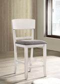 White Set of 6 Counter Height Chairs Light Gray Fabric Seat I652