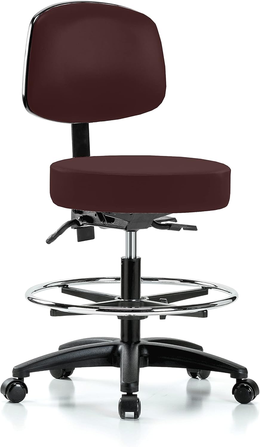 Black Vinyl Rolling Adjustable Doctor's Stool with Back X692