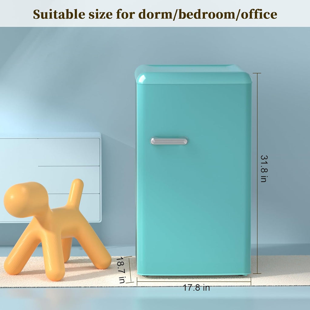 Retro Mini Fridge with Freezer 3.6 Cu.Ft. Single Door Blue O13335