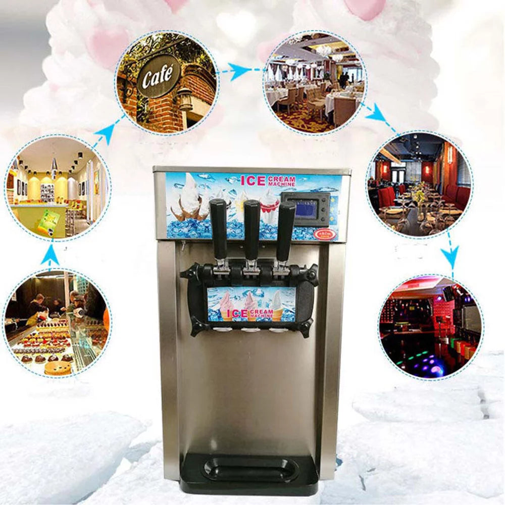 3 Flavor Soft Serve Ice Cream Machine 1400W E159365