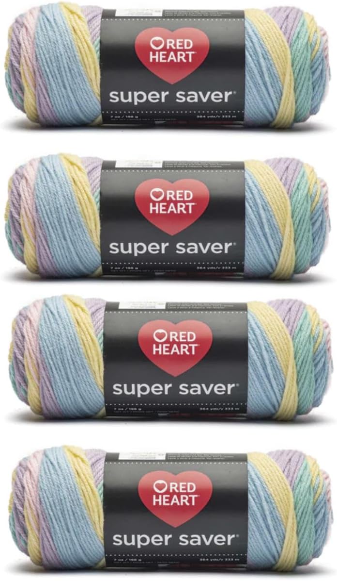 Red Heart Super Saver Baby Rainbow Yarn - 4 Pack - 5 oz - Acrylic - 4 Medium Worsted - 236 Yards Y1696