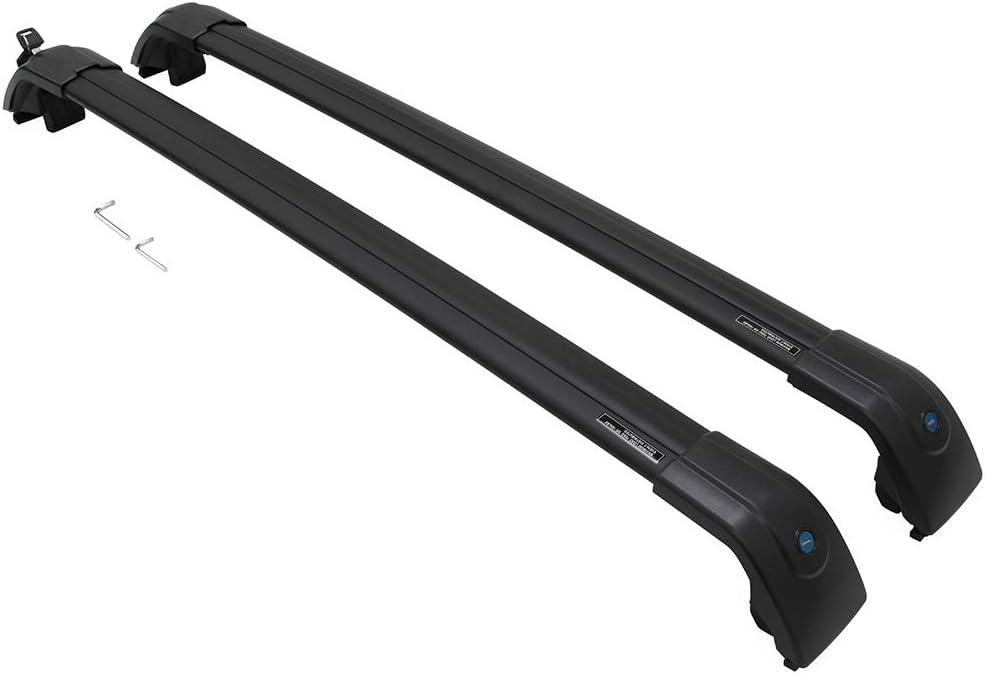 Black Adjustable Lockable Roof Rack Side Rails Cross Bars P8232