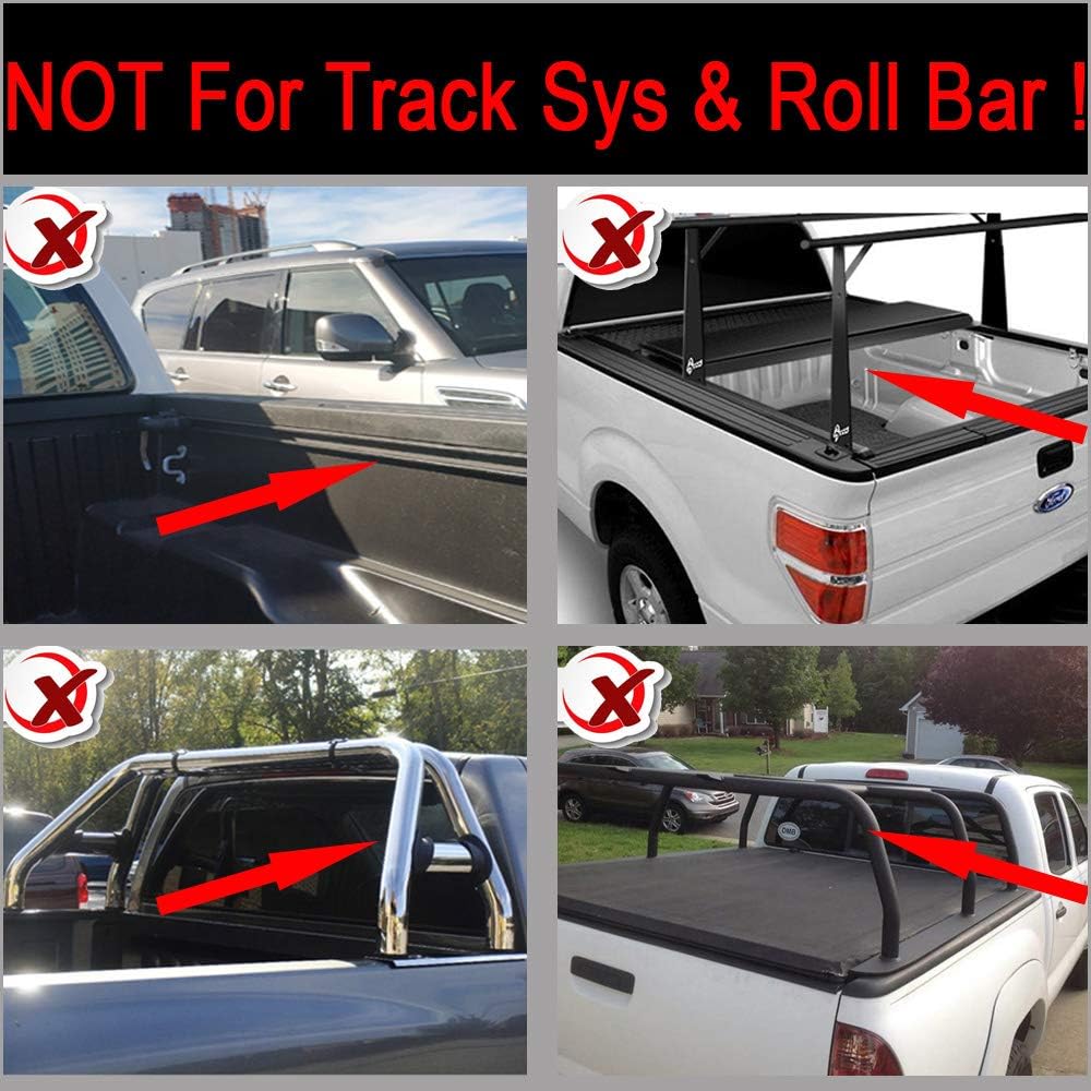 Black Vinyl Soft Roll-up Truck Bed Tonneau Cover with Rails J1292