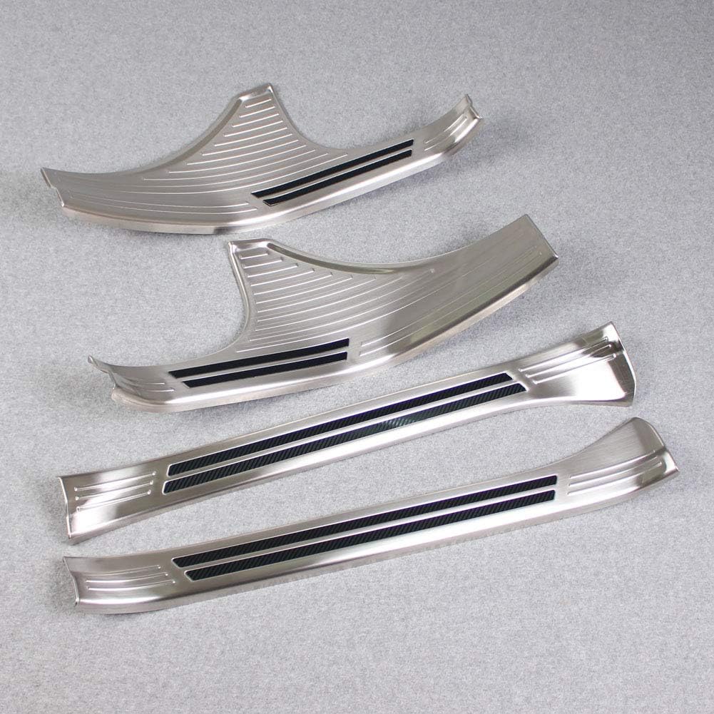 Silver Stainless Door Sill Scuff Plate Guard Cover Trims H859