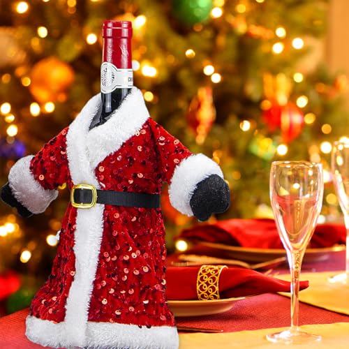 Christmas Red Sequin Wine Bottle Cover Y862