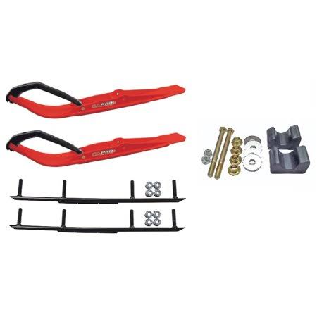 Red Razor Snowmobile Skis with 6 inch Round Bars Complete Kit K54930
