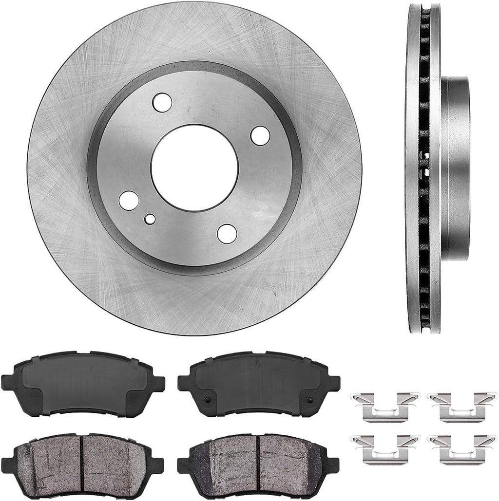 Premium 4 Lug Brake Rotors + Ceramic Pads + Clips T849480