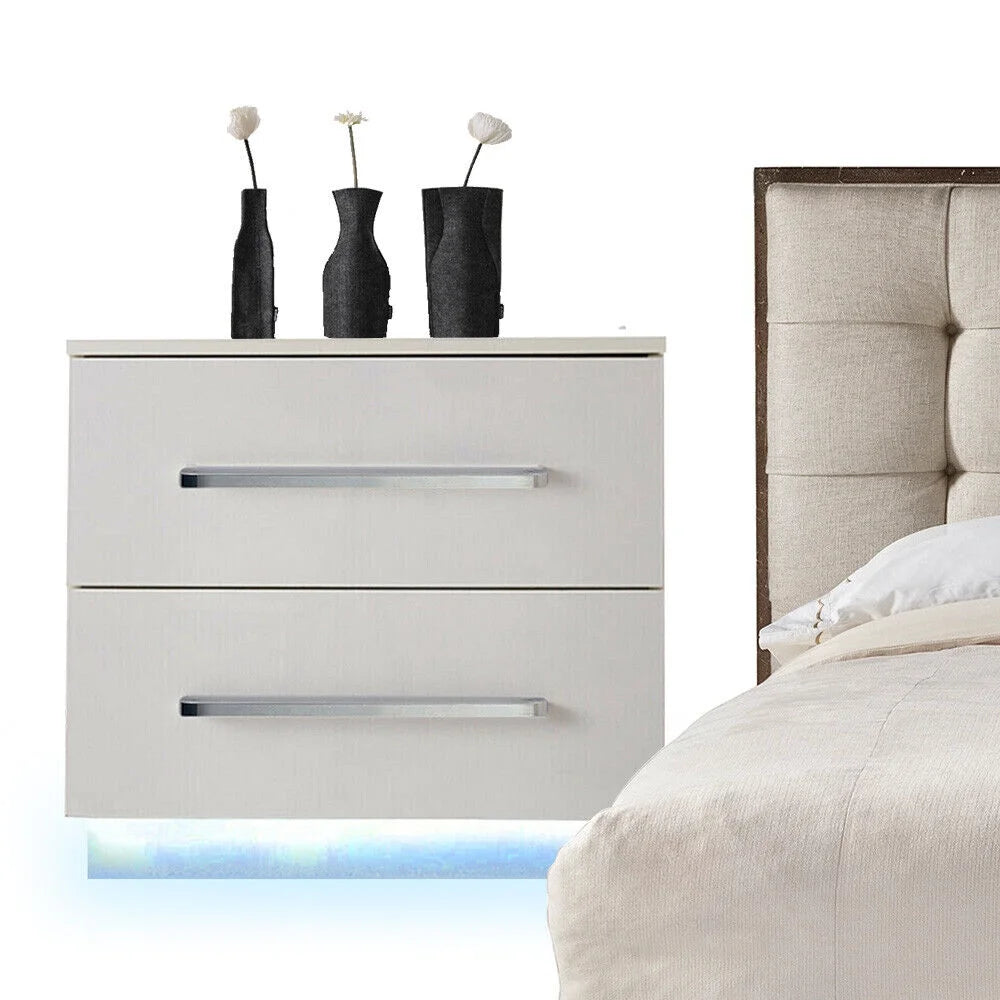 High Gloss 2 Drawer Nightstand with LED Light Z641014