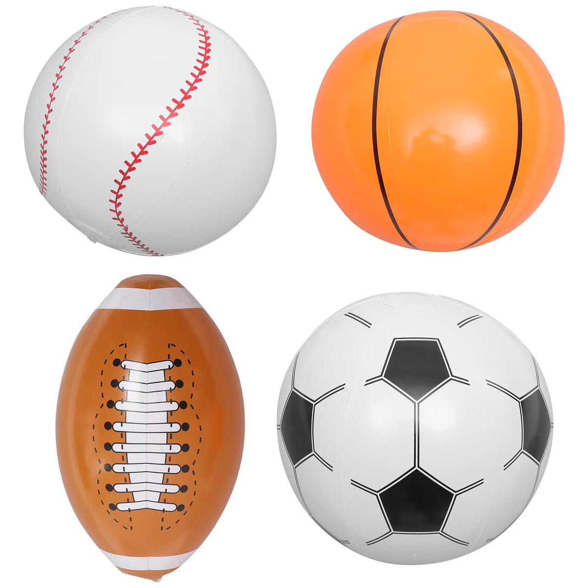 Inflatable Ball 4pcs Beach Ball Soccer Basketball Baseball P67799