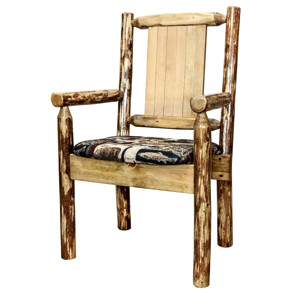 Woodland Upholstery Laser Engraved Elk Design Captain's Chair B46266