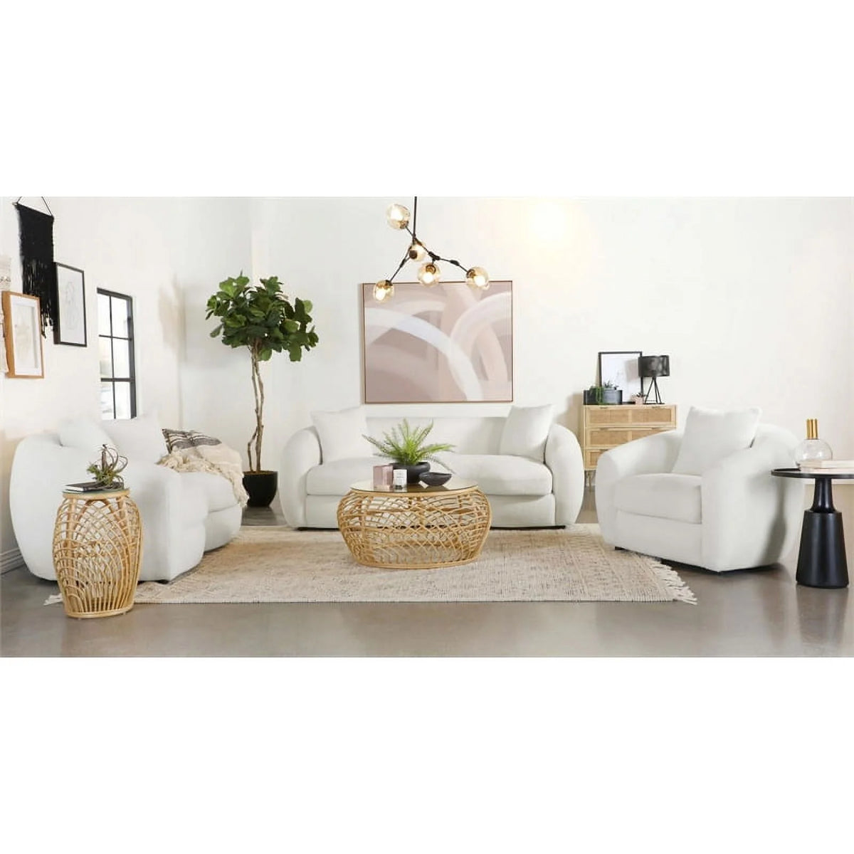 White Fabric Upholstered Sofa K59022