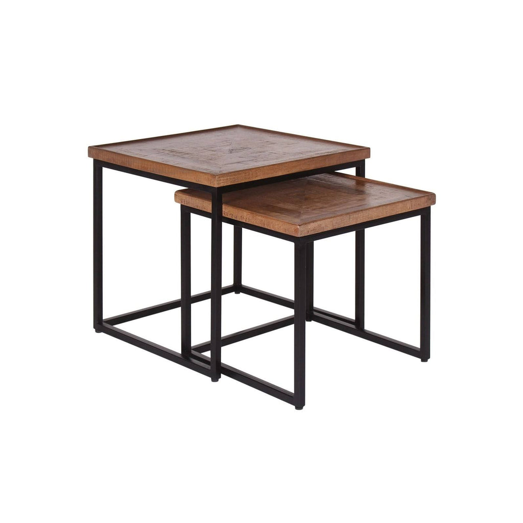 Mango Wood u0026 Iron Nesting Tables (Set of 2) - Brown U22379