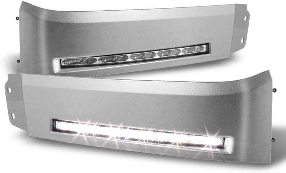 Silver LED Headlights Bumper DRL Assembly Driver & Passenger B51944