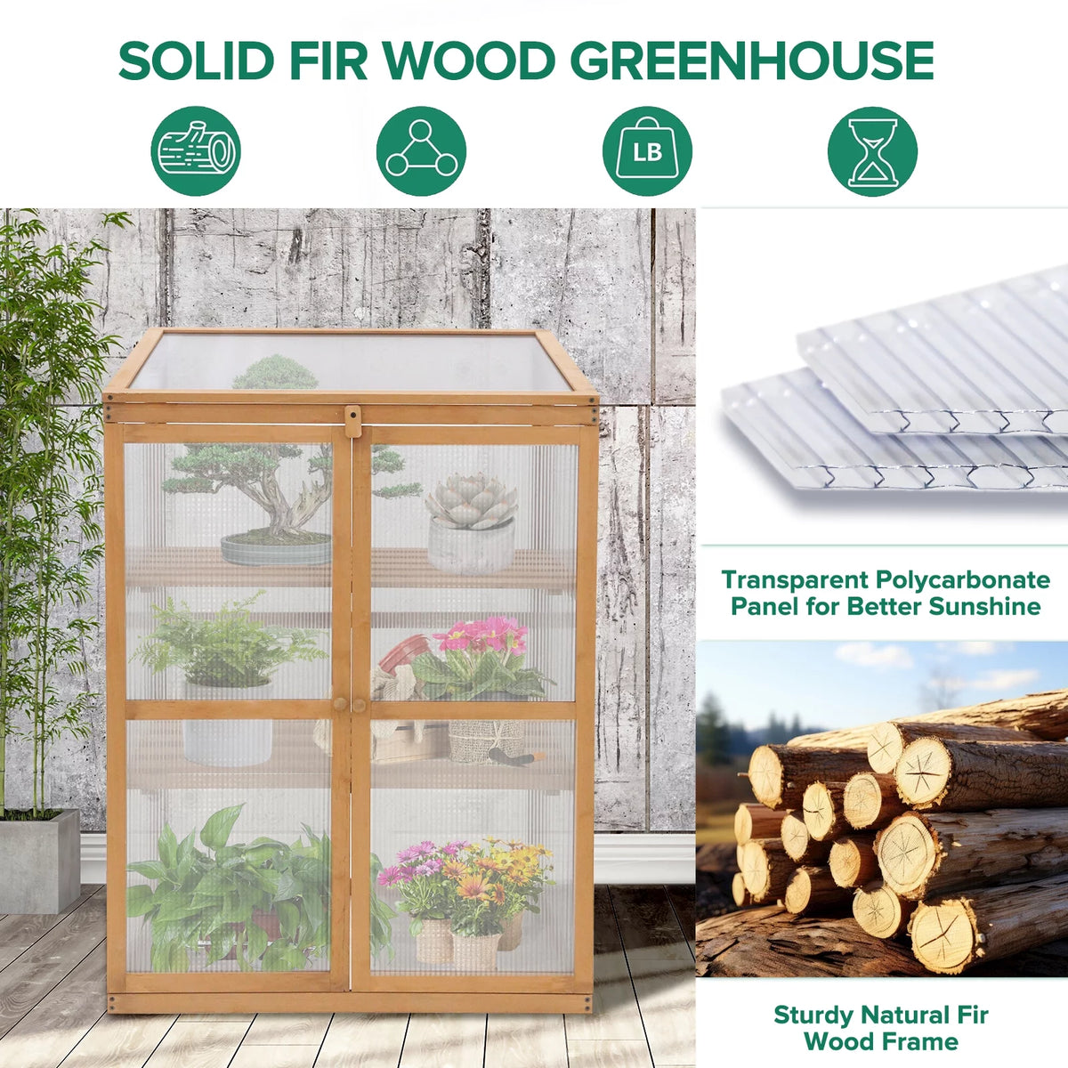 Cold Frame Greenhouse with Adjustable Shelves A6281