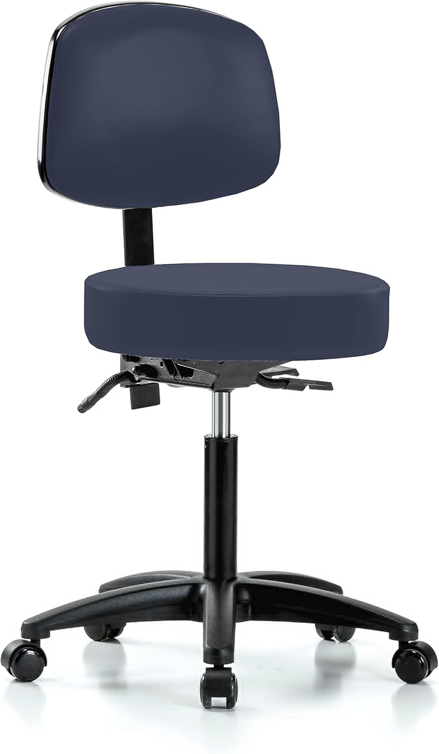 Black Vinyl Rolling Adjustable Doctor's Stool with Back X692