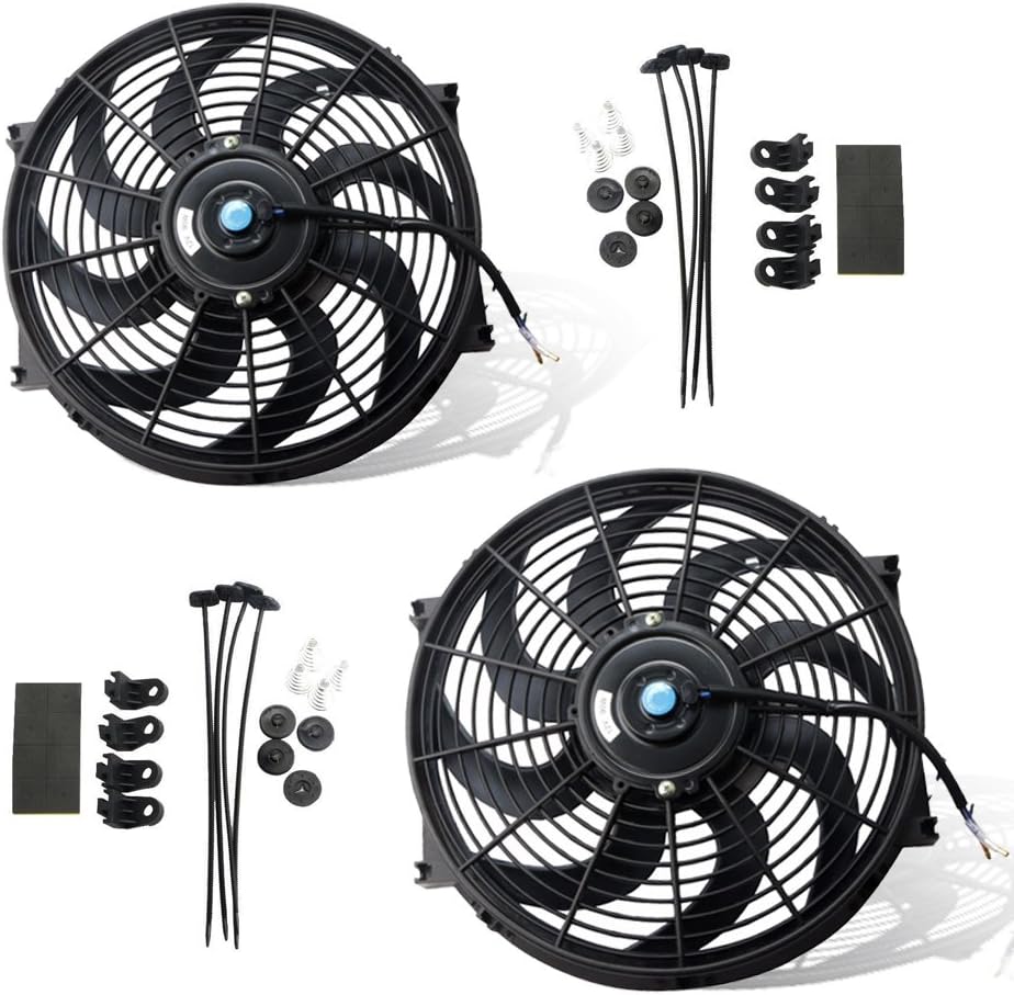 Black 12V Electric Radiator Fan Mounting Kit 14 Inch Set of 2 G4940