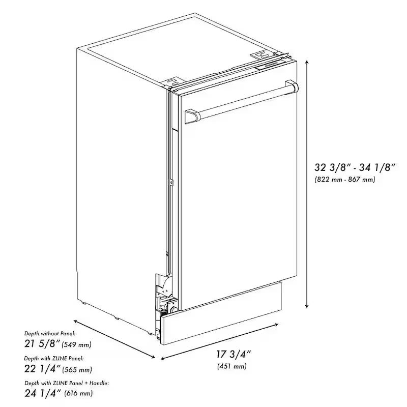 18 in. 8-Cycle Tall Tub Dishwasher with 3rd Rack in Stainless Steel Z481733