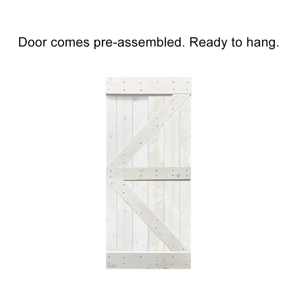Jungle Green Stained Wood Interior Sliding Barn Door with Hardware Kit F759064