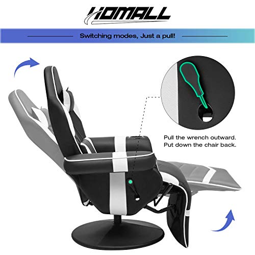 Black Pu Leather Ergonomic Reclining Gaming Sofa Chair with Footrest R688515