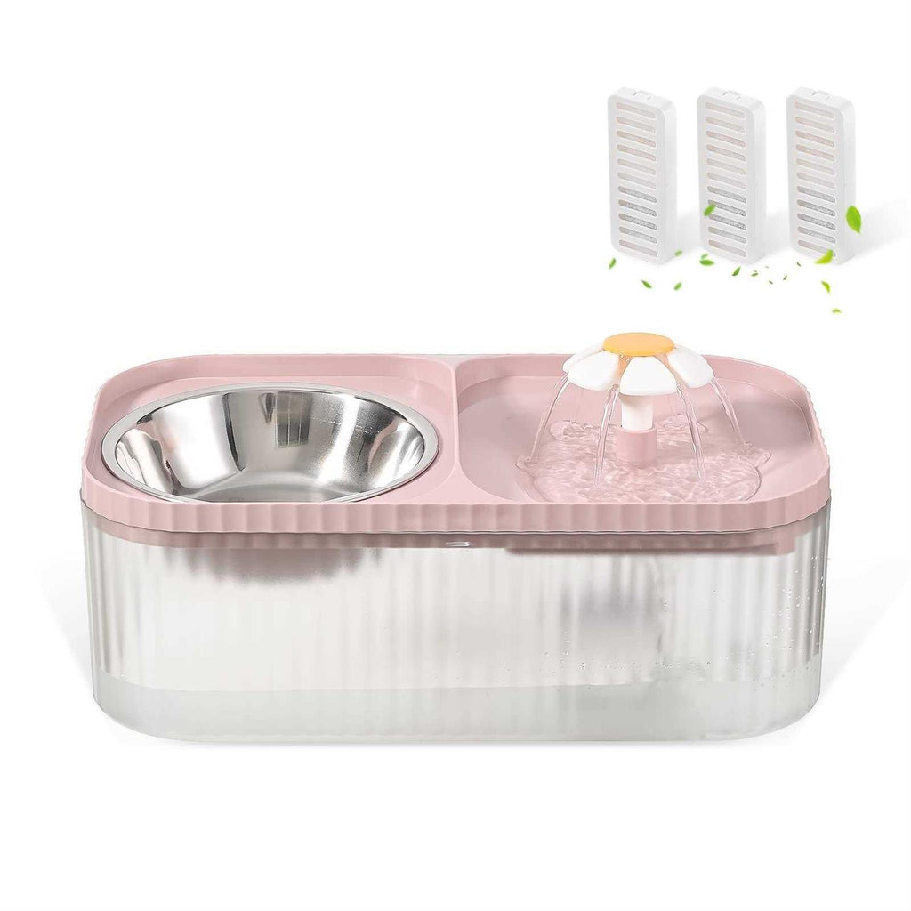 Cat Water Fountain and Food Bowl, 3L Ultra Quiet Pet Water Dispenser G7219