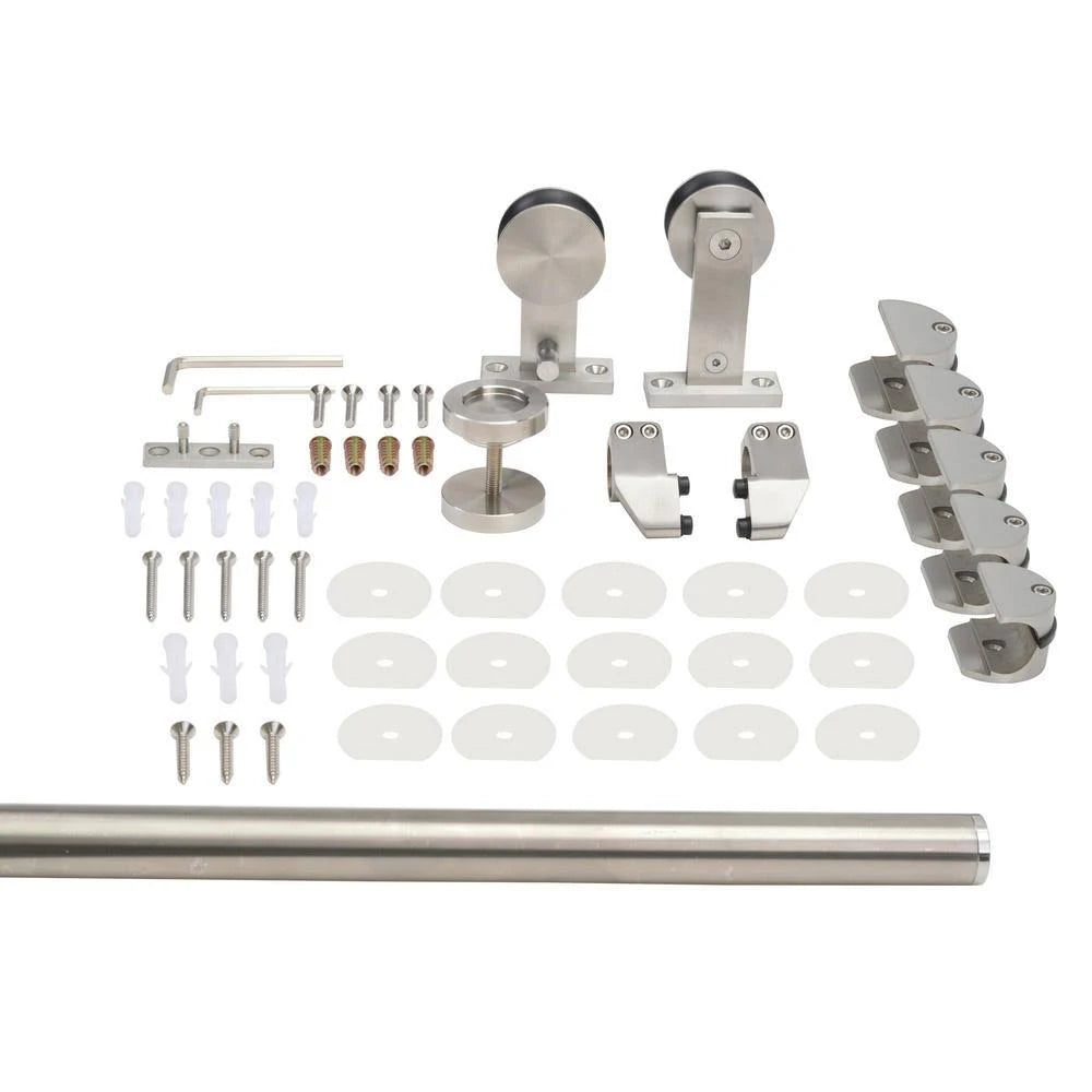 96 in. Stainless Steel Sliding Door Track and Hardware Set Z126