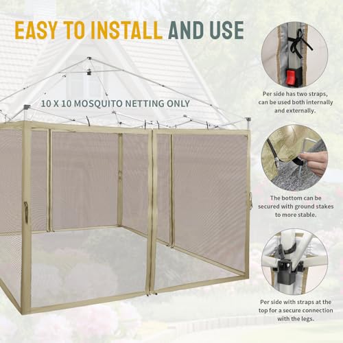 10 x 10 Pop Up Canopy Mosquito Net Sidewall with Zipper 4 Packs Blue N3945