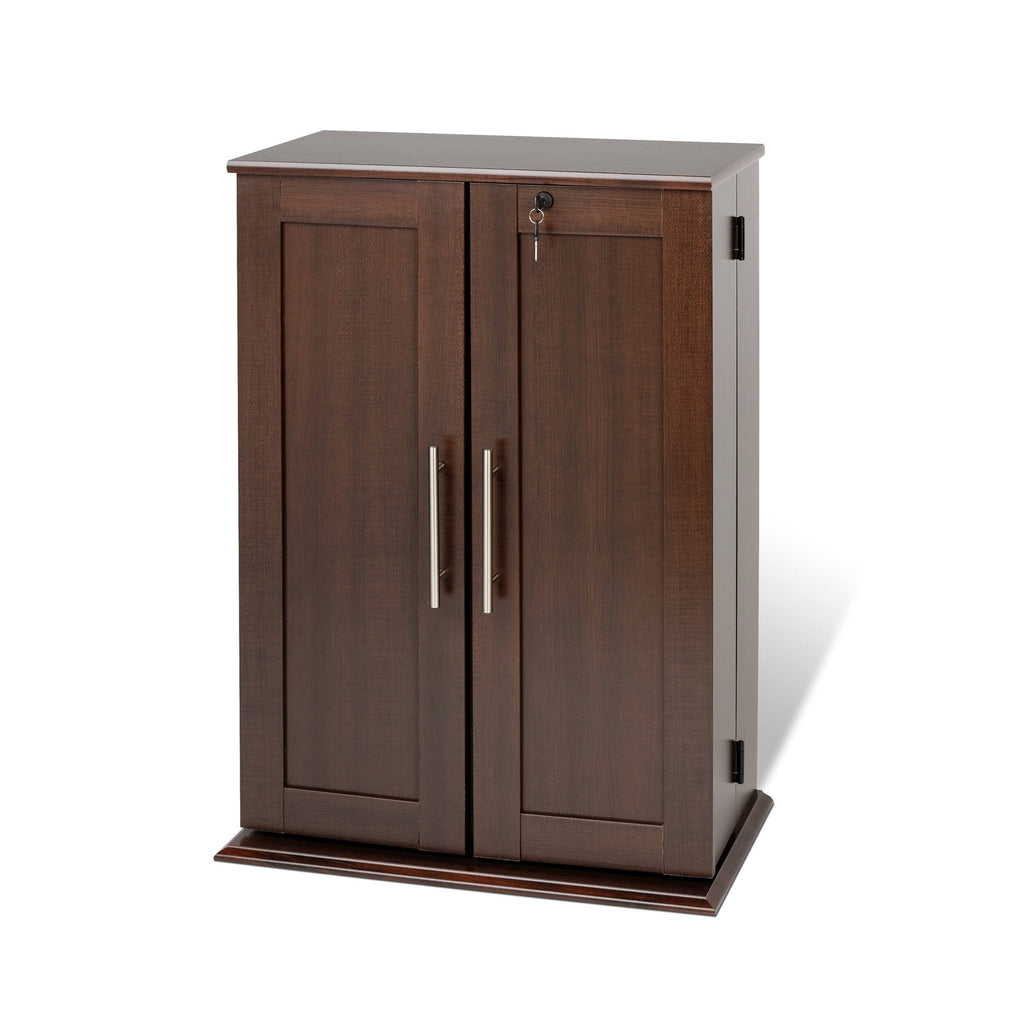 Espresso Locking Media Storage Cabinet With Shaker Doors G843