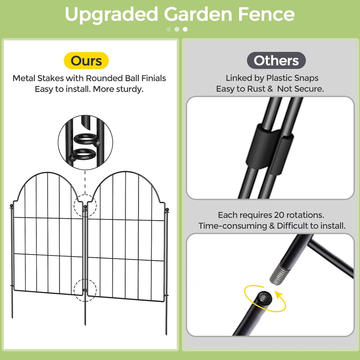 21in X 10.2ft Rustproof Metal Garden Fence, 10 Pack I465