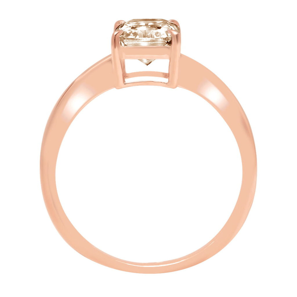 2.5ct Radiant Cut Champagne Simulated Diamond 18k Rose Gold Ring C40891