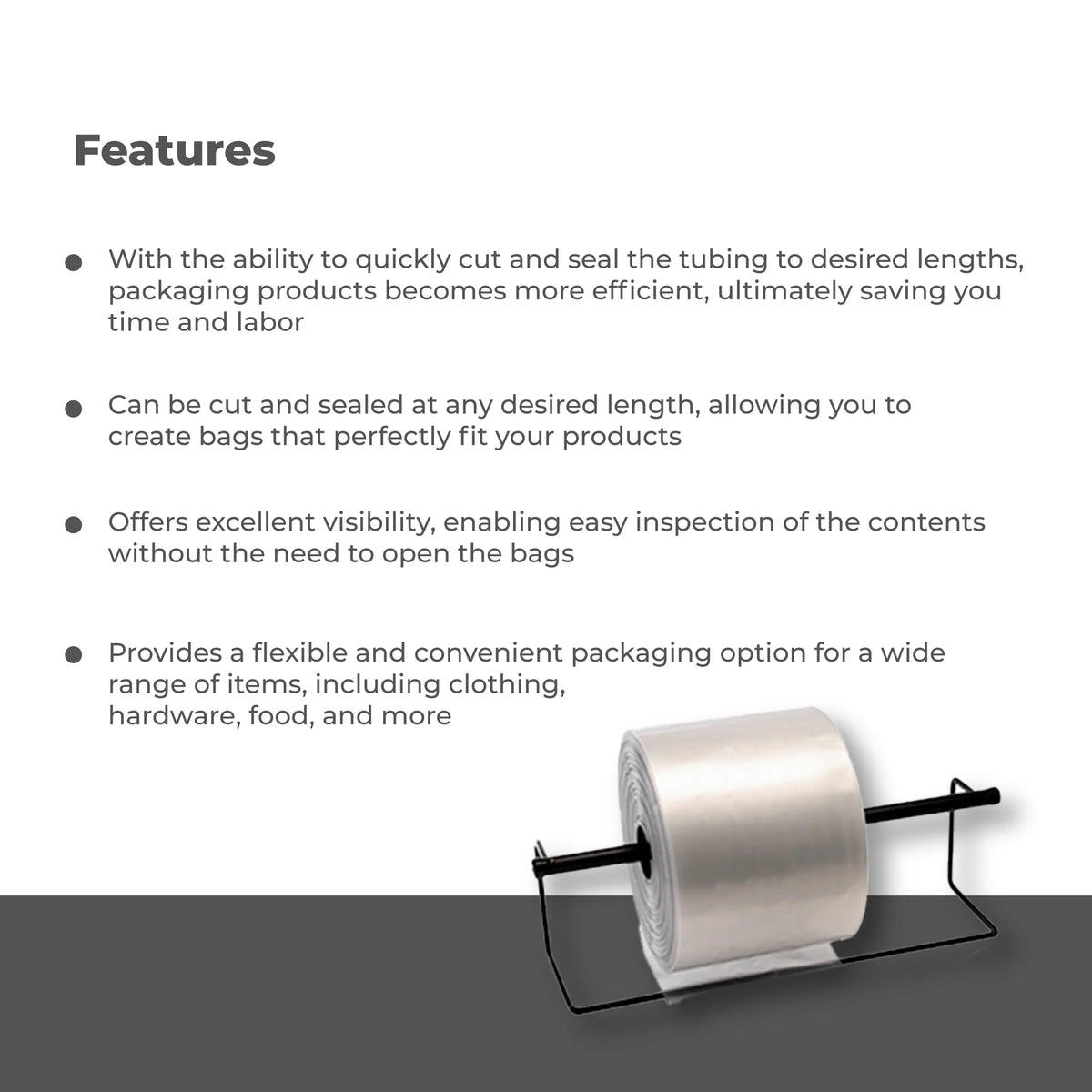 Clear Lay Flat Poly Tubing 4 Inch x 1000 Feet, 6 Mil S760