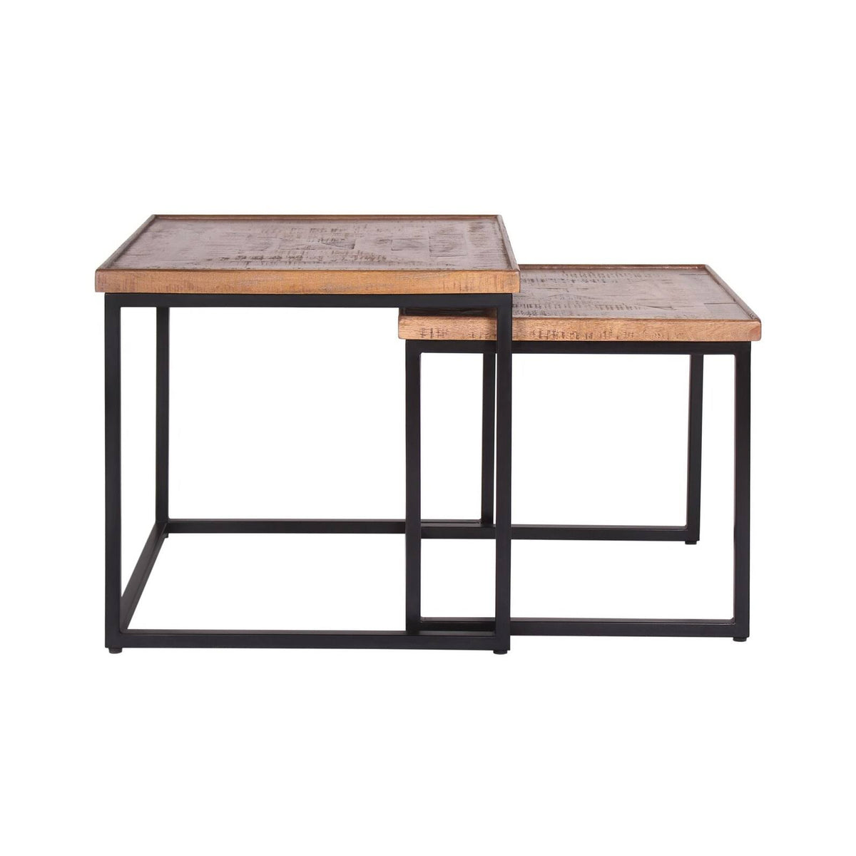 Mango Wood u0026 Iron Nesting Tables (Set of 2) - Brown U22379